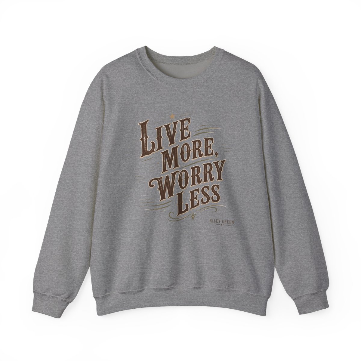 Riley Green "Live More, Worry Less" Crewneck - alternate angle 2, merchandise