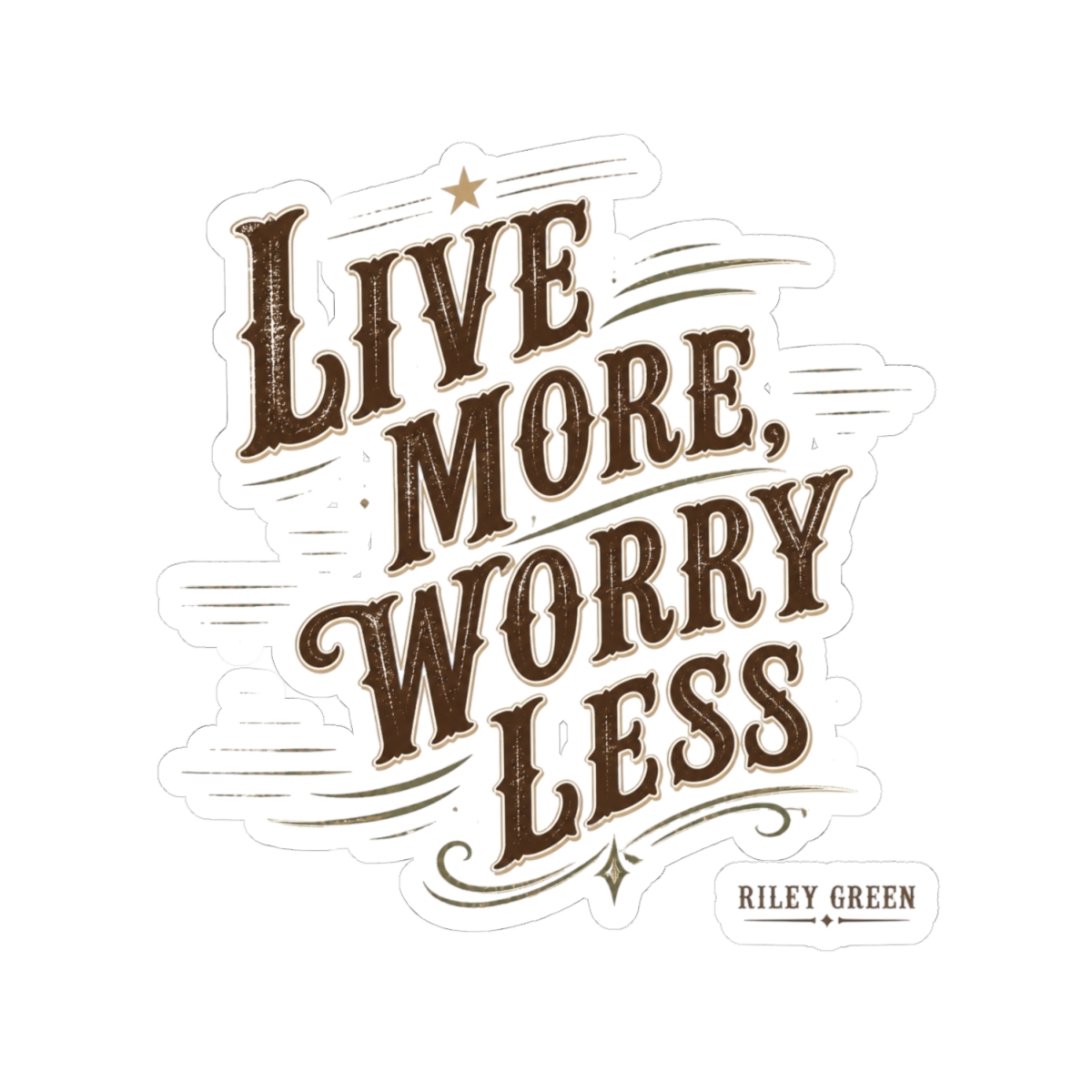 Riley Green "Live More, Worry Less" Sticker - alternate angle 2, merchandise
